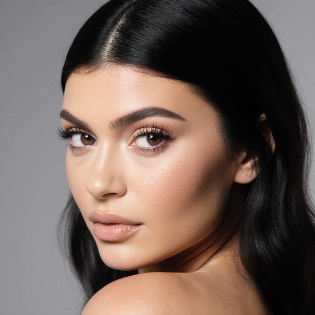 Kylie Jenner pose en robe noire avec un regard intense pendant la Fashion Week à Paris